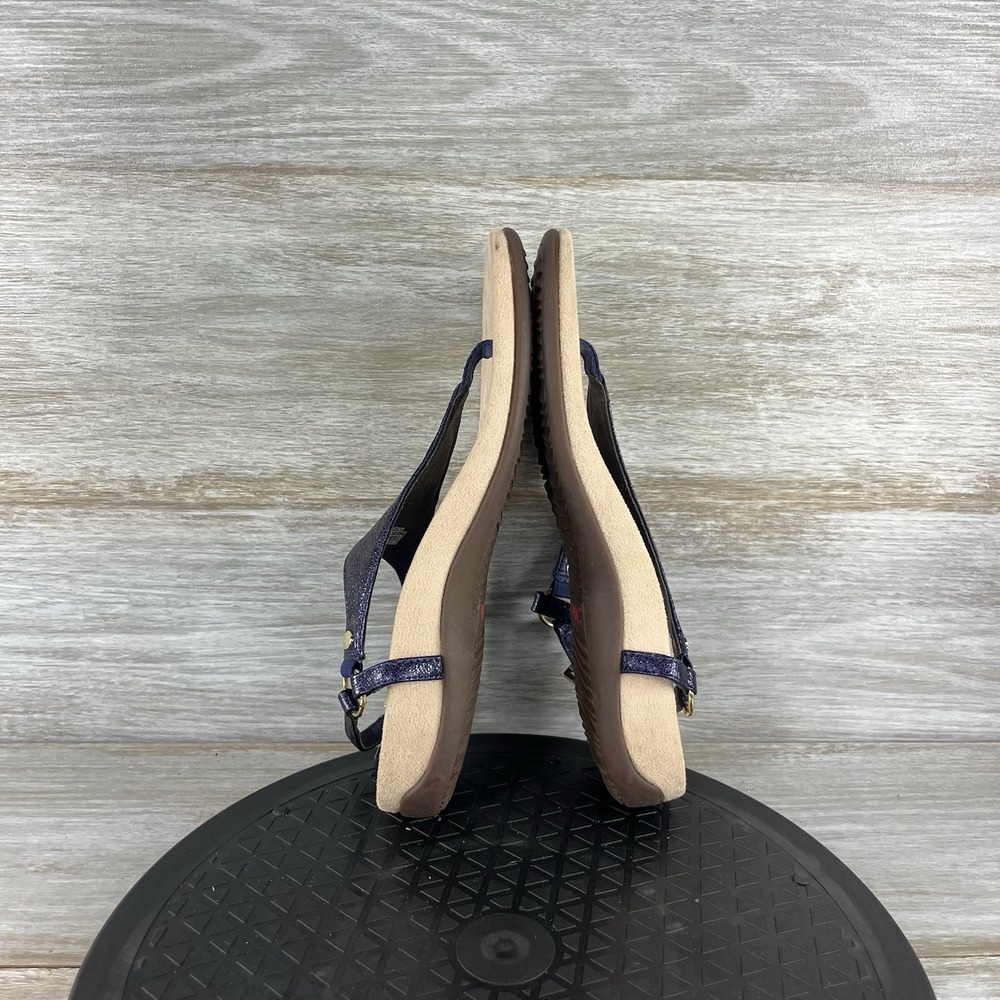 Vionic Woman's Kirra Metallic Navy T Strap Sandals Size 7 - Picture 7 of 8